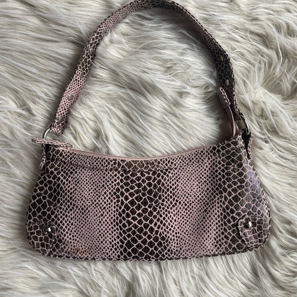 Nine West Women’s Pink and Brown Snake Skin Patterned Shoulder Bag - Picture 2 of 6